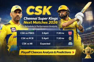 Chennai Super Kings Next Matches 2026: Full Schedule, Player Performance & Playoff Chances Analysis