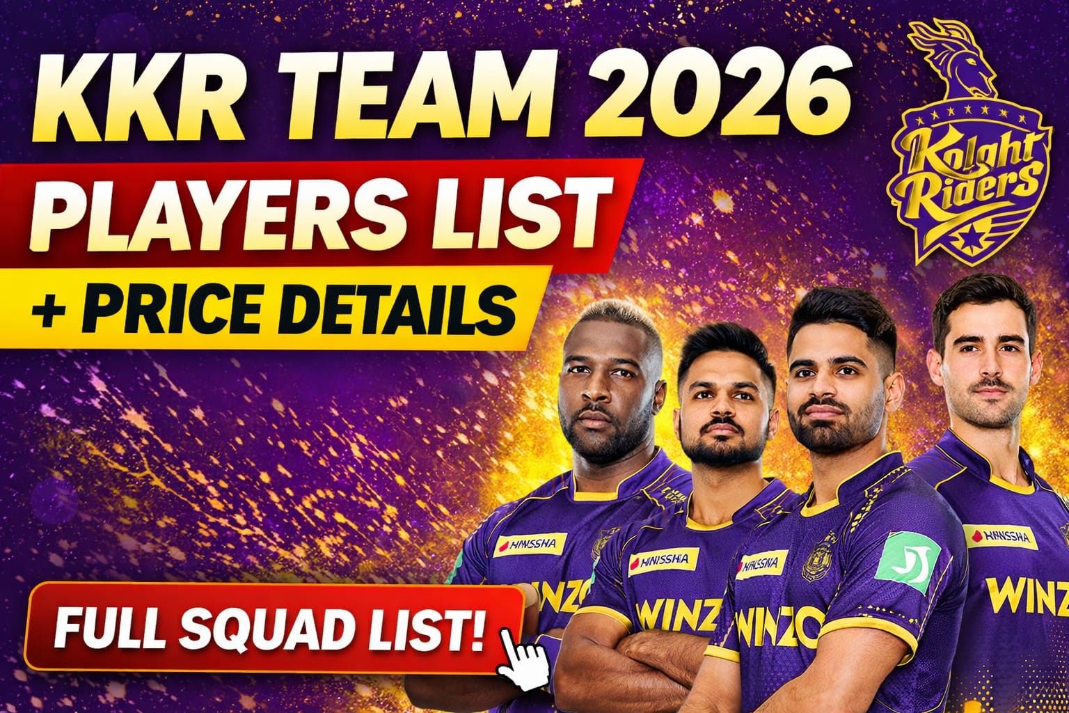 KKR team 2026 players list